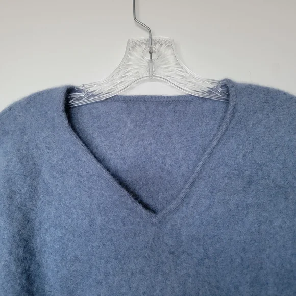 Women's V-Neck Sweater in Light Blue - Picture 2 of 5